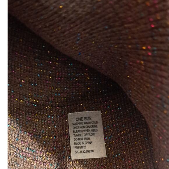 3 Winter Knit Toboggan Beanie Hats Solid Color With Rainbow Sparkle Threads OSFM - Picture 9 of 12